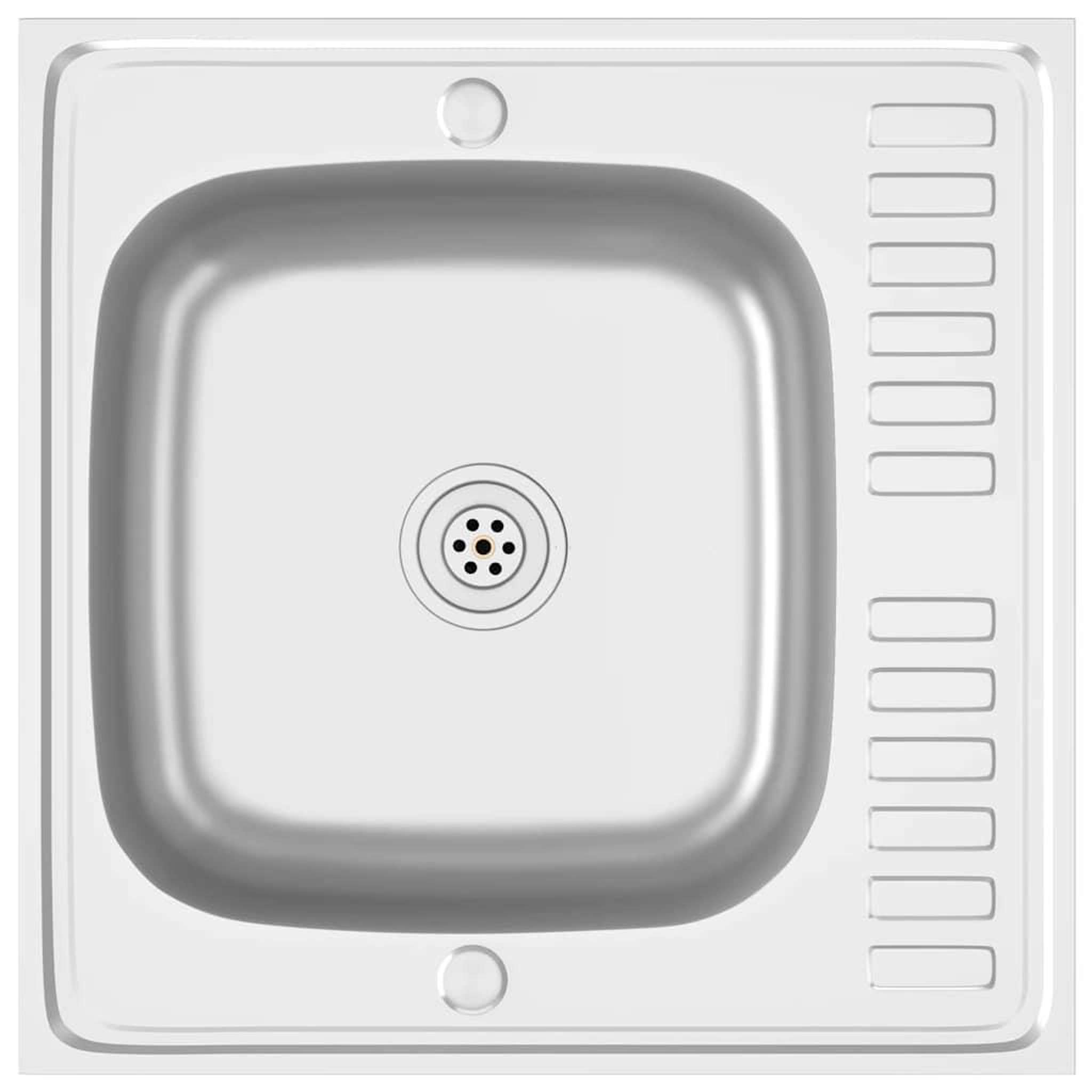 Voir la diapositive 4 : VIDAXL Jeu d'evier de cuisine et egouttoir argente 600x600x155 mm inox