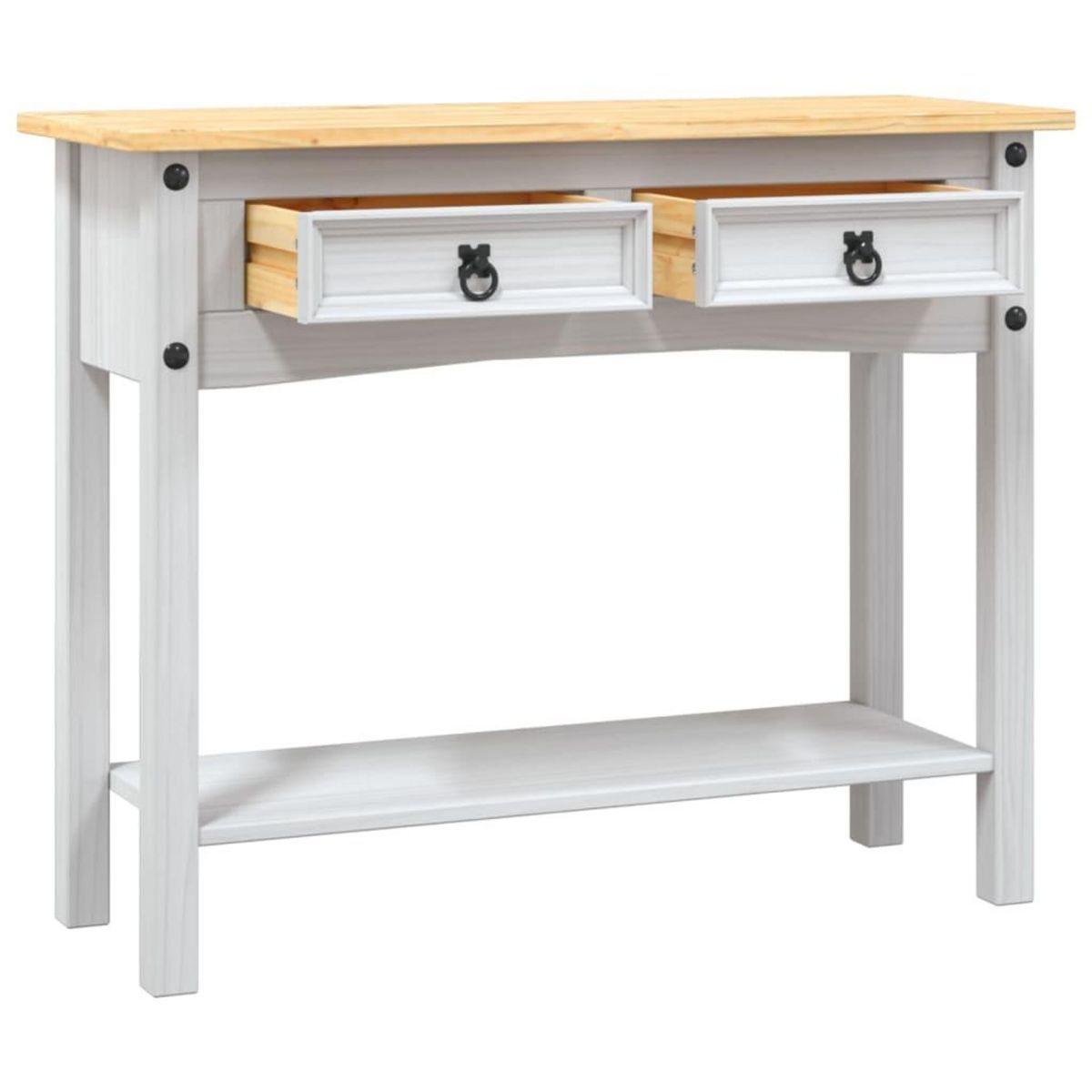 VIDAXL Table console Gamme  Pin mexicain Blanc 90x34,5x73 cm