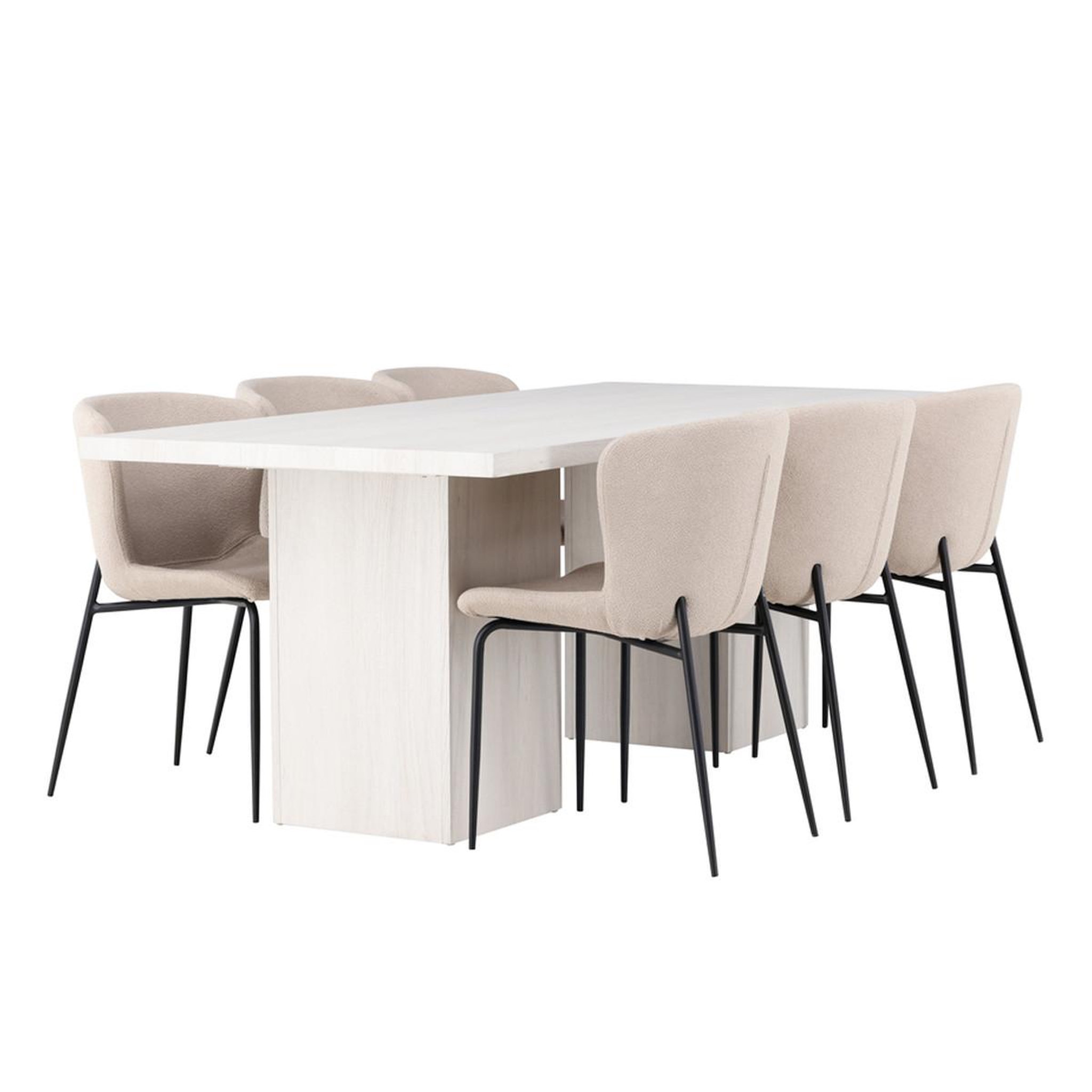 Paris Prix Ensemble table à manger & 6 chaises  olga & modesto  200cm naturel & beige