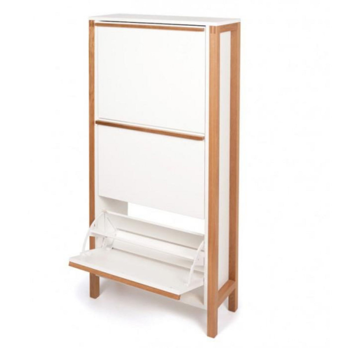 Paris Prix Meuble à Chaussures 3 Portes  Northgate  139cm Chêne & Blanc