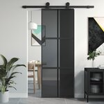 VIDAXL Porte coulissante noir 76x205 cm verre trempe aluminium