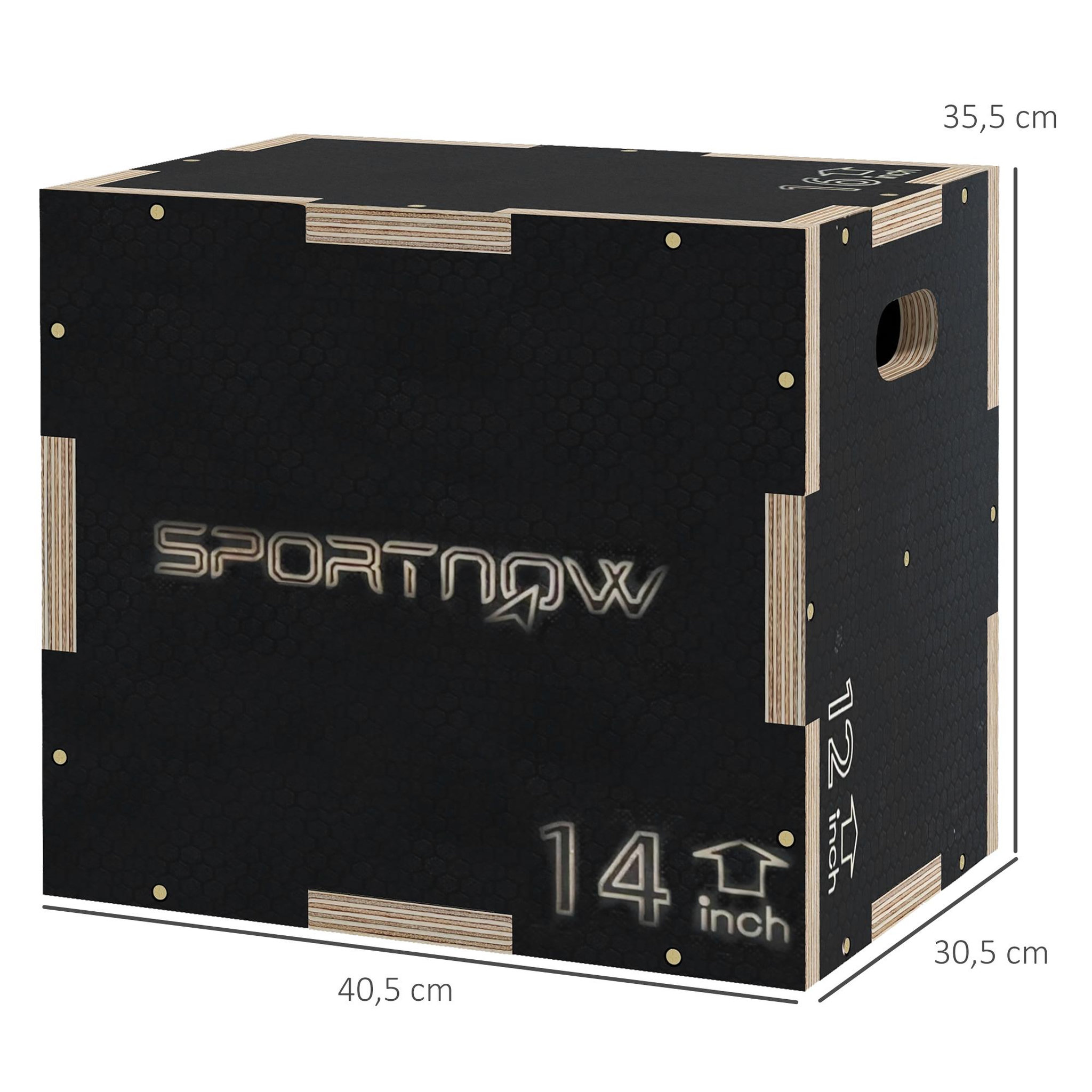 Voir la diapositive 3 : HOMCOM Box jump - box de pliométrie - boite de saut - 3 hauteurs 30/35/40H cm - charge max. 120 Kg - bois surface antidérapante noir