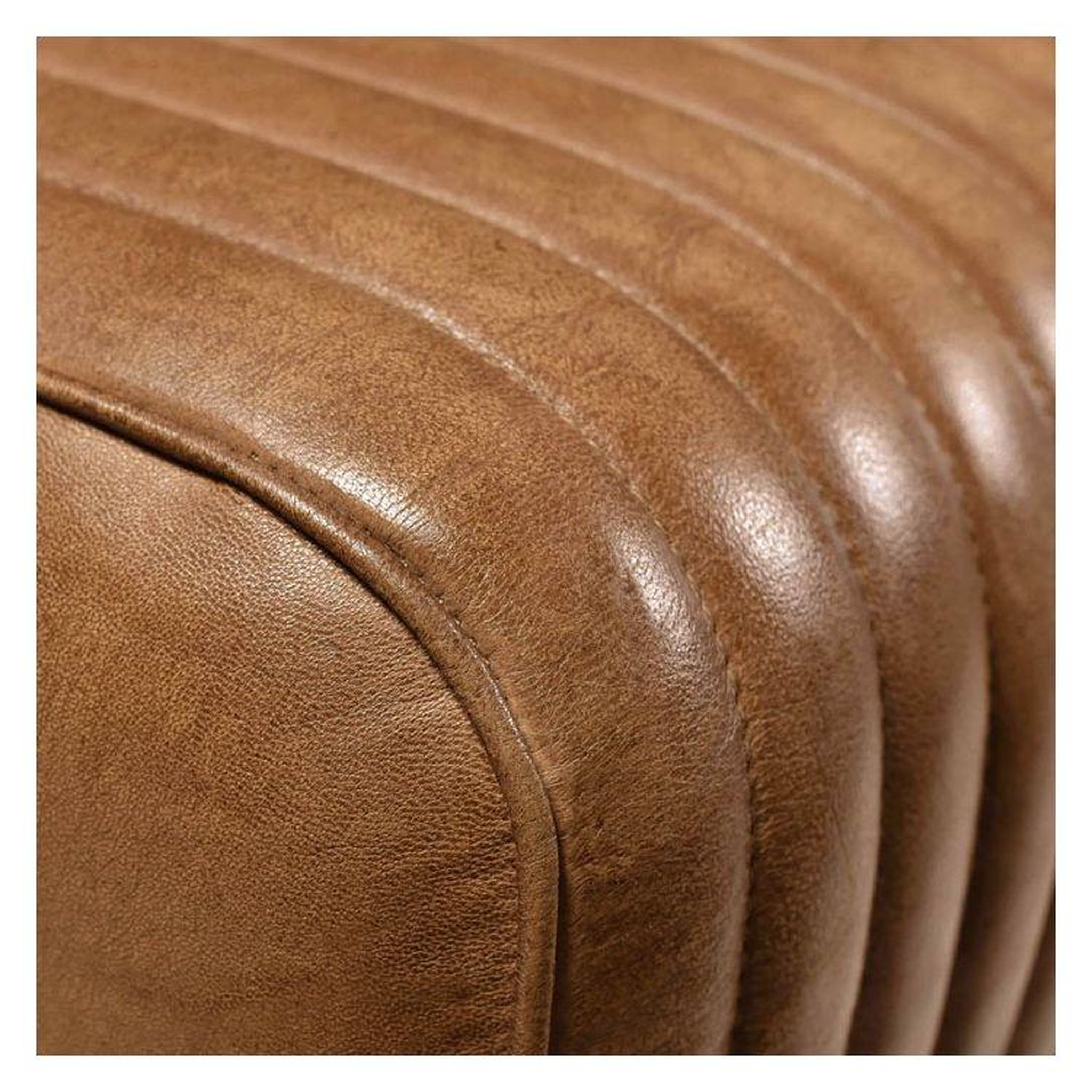 Voir la diapositive 3 : MAISON PAVANE Tabouret en cuir marron et bois de manguier-morena