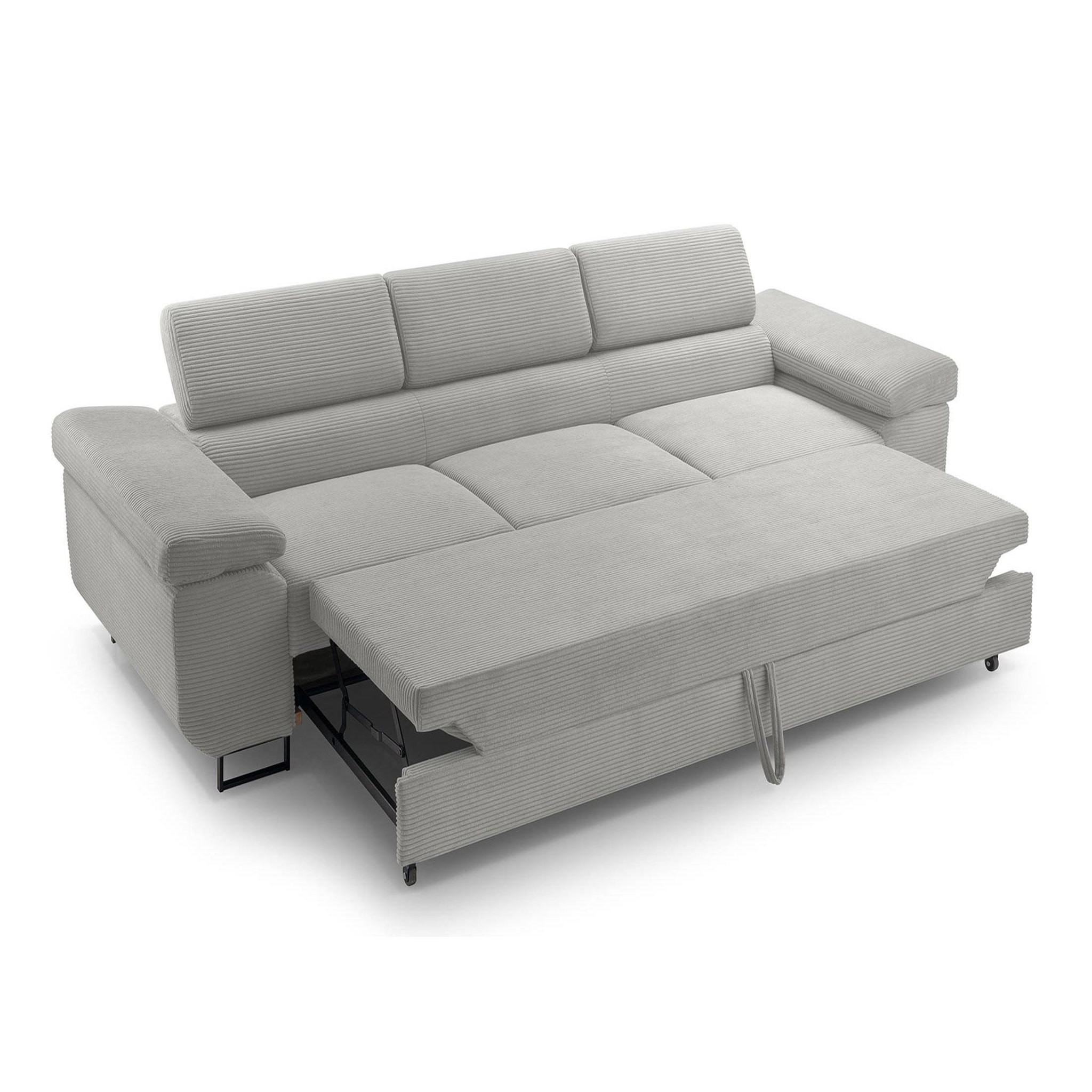 Voir la diapositive 3 : BEST MOBILIER Pablo - canapé 3 places - convertible avec têtières réglables - en velours côtelé