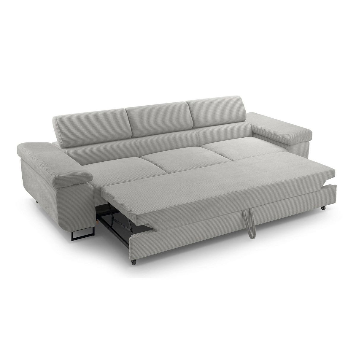 BEST MOBILIER Pablo - canapé 3 places - convertible avec têtières réglables - en velours côtelé