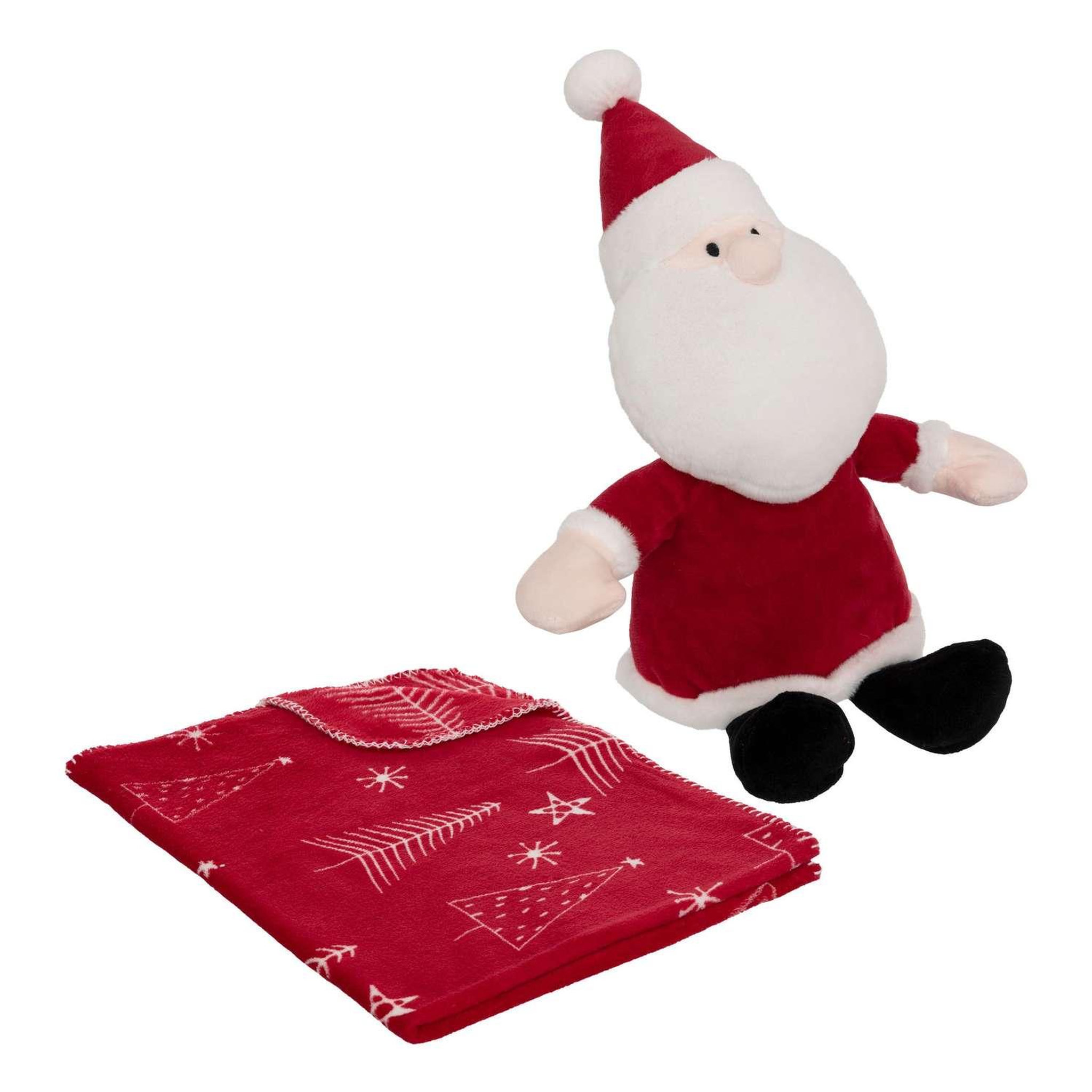 ATMOSPHERA Plaid 90x75 cm et peluche père noël - rouge