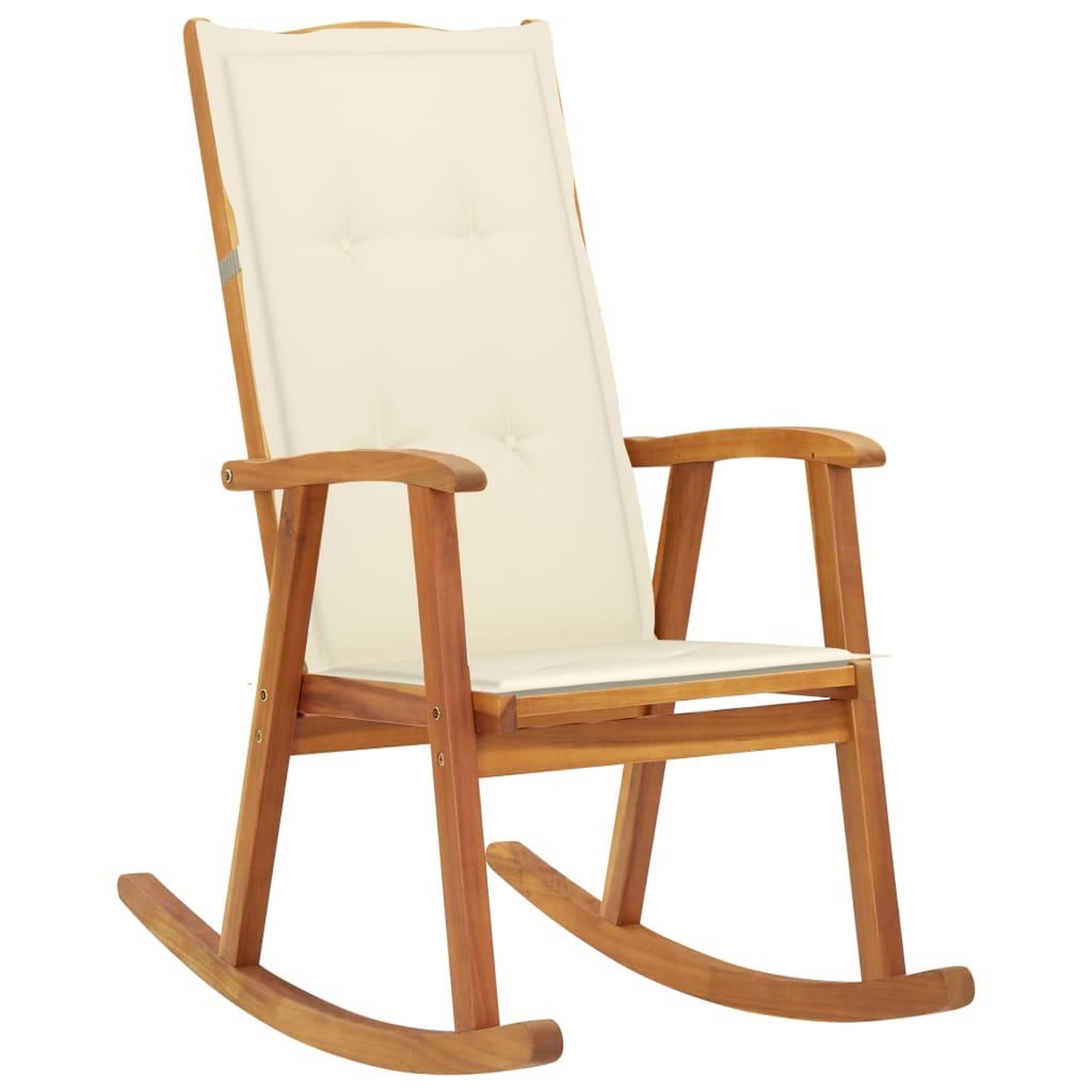 VIDAXL Chaise a bascule avec coussins Bois d'acacia massif