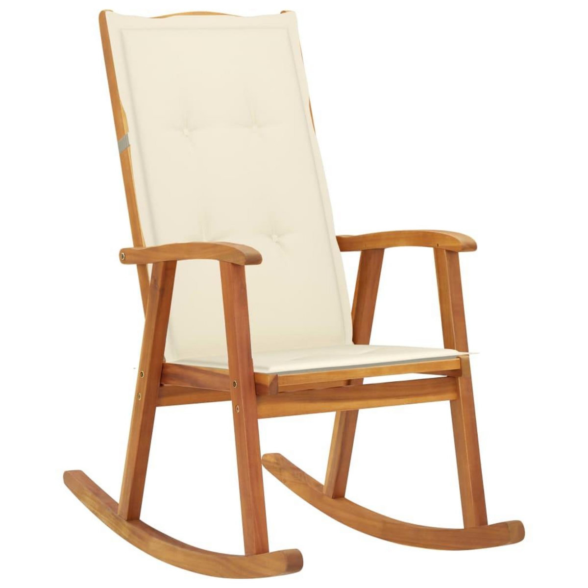 VIDAXL Chaise a bascule avec coussins Bois d'acacia massif