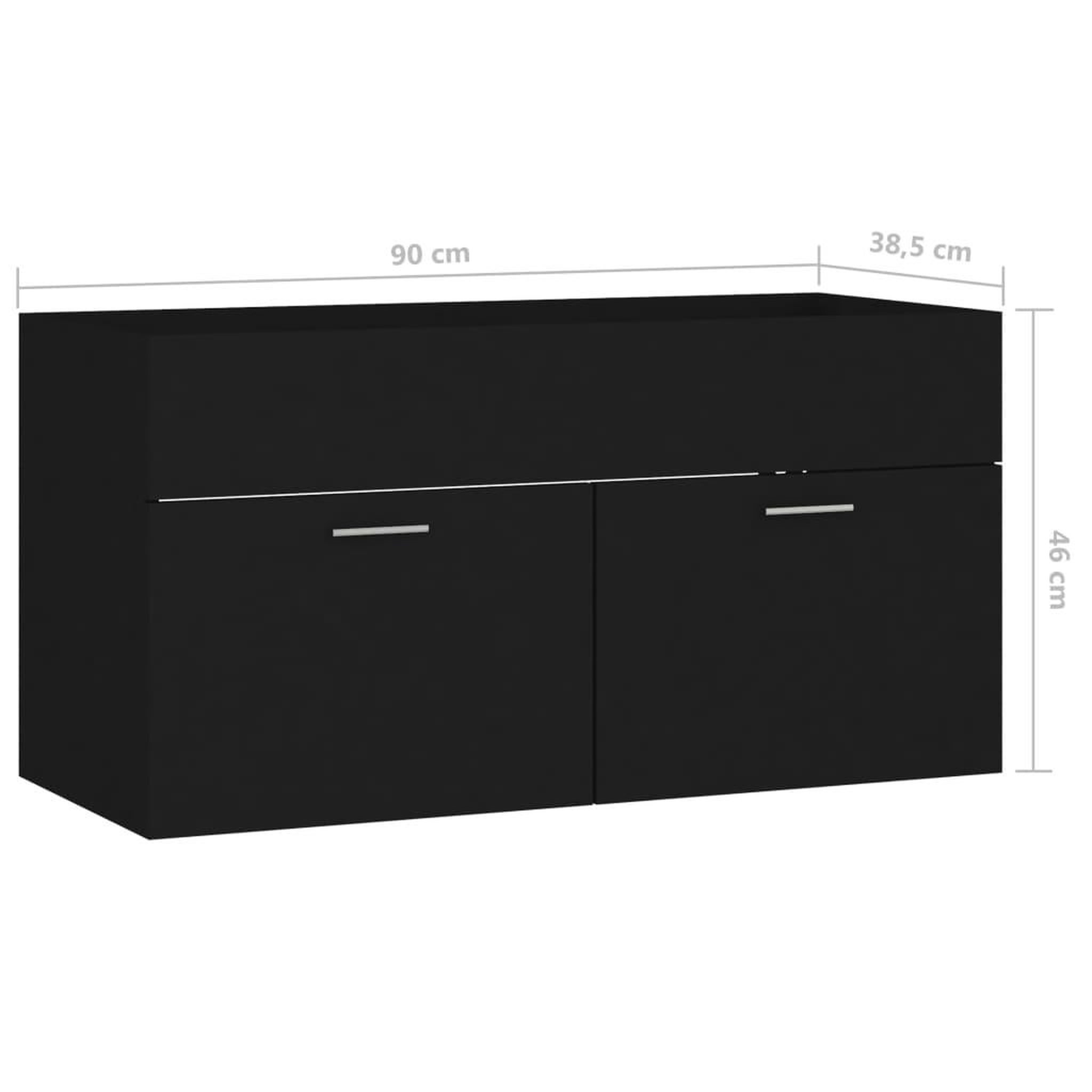 Voir la diapositive 6 : VIDAXL Armoire d'evier Noir 90x38,5x46 cm Bois d'ingenierie