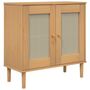 Voir la diapositive 2 : VIDAXL Buffet SENJA aspect rotin marron 80x35x80 cm bois massif de pin