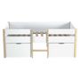 Voir la diapositive 2 : Ensemble Lit enfant mi hauteur 90X190cm avec échelle et 2 tiroirs + sommier ZEPHIR + matelas 90 x190 cm DIONE