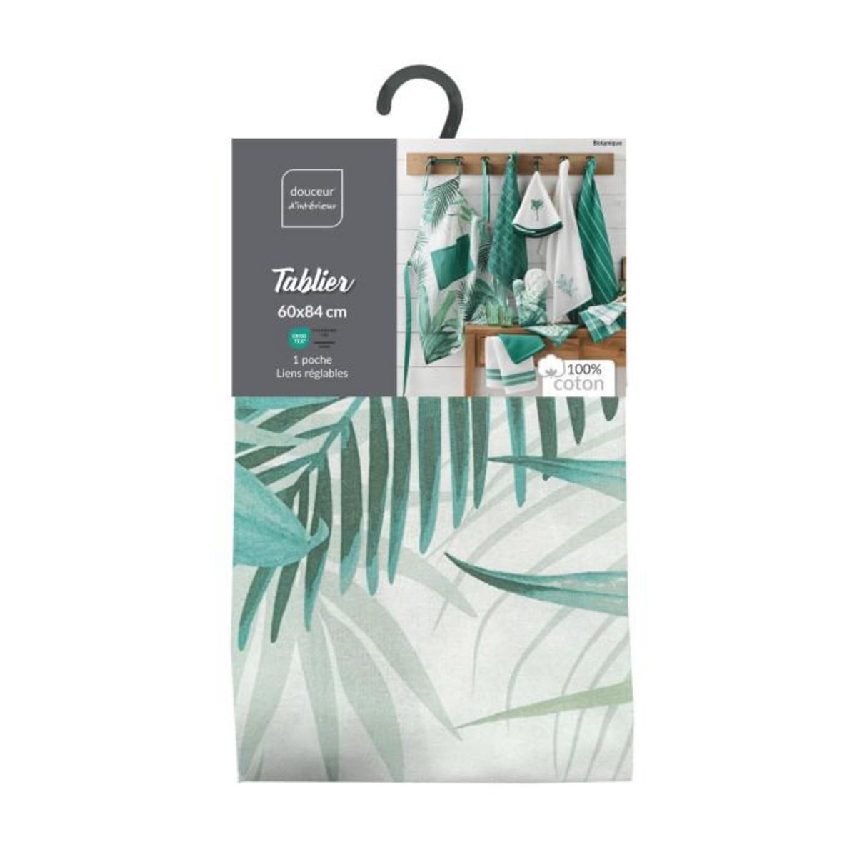 Paris Prix Tablier de Cuisine Imprimé  Botanique  84cm Vert