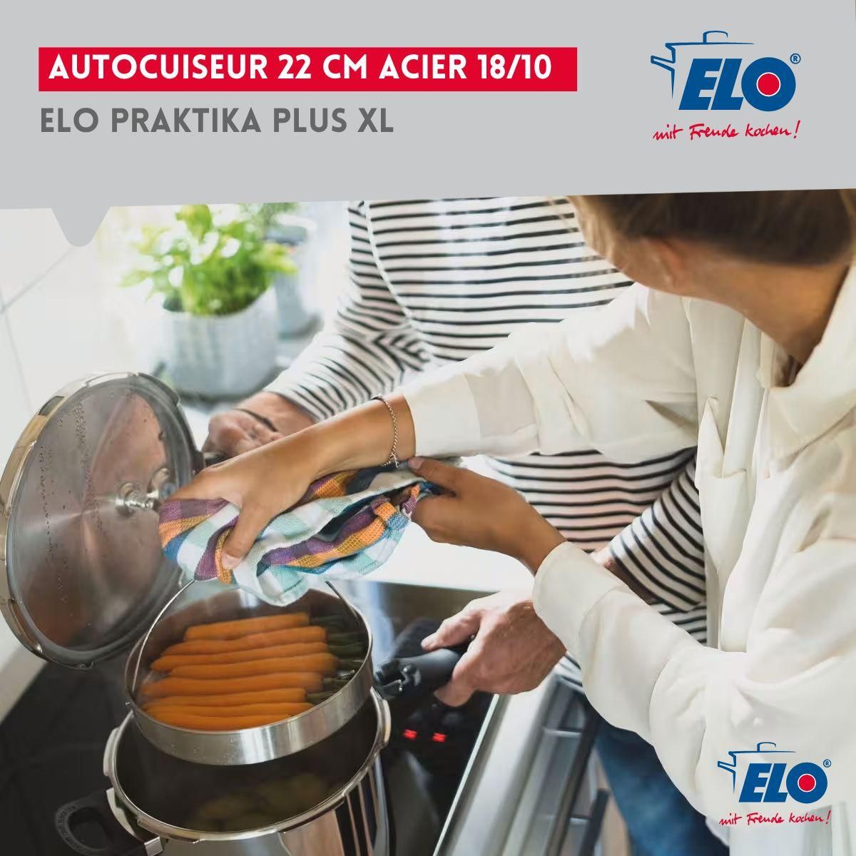 ELO Autocuiseur vapeur en acier inoxydable 18/10 22 cm 3 à 6 litres Elo Praktika Plus XL