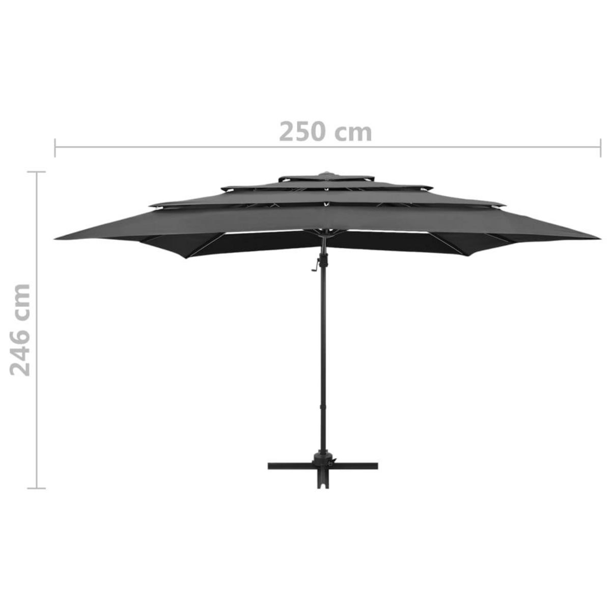 VIDAXL Parasol de jardin a 4 niveaux avec mat en aluminium anthracite