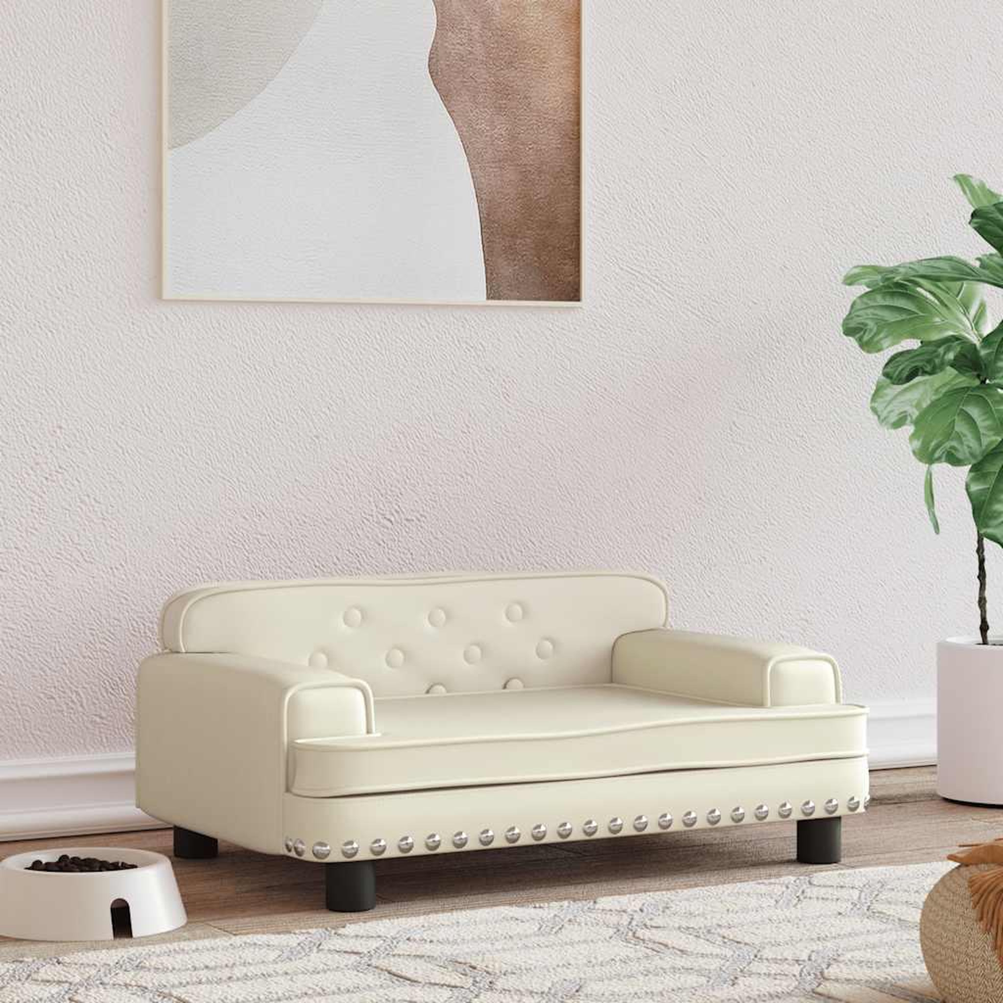 VIDAXL Lit pour chien creme 70x45x30 cm similicuir
