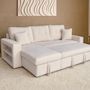 Voir la diapositive 4 : CONCEPT USINE Canapé d'angle convertible 4 places avec coffre en velours côtelé beige GLASGOW