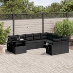 VIDAXL Salon de jardin 10 pcs avec coussins noir resine tressee