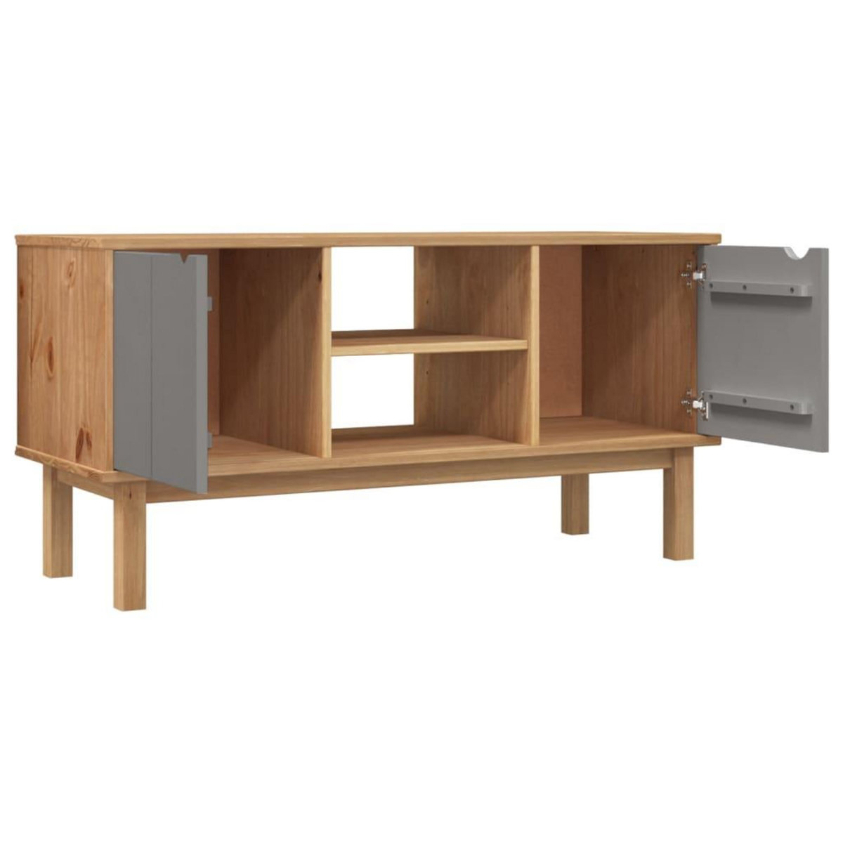 VIDAXL Meuble TV OTTA Marron et gris 113,5x43x57 cm Bois massif pin