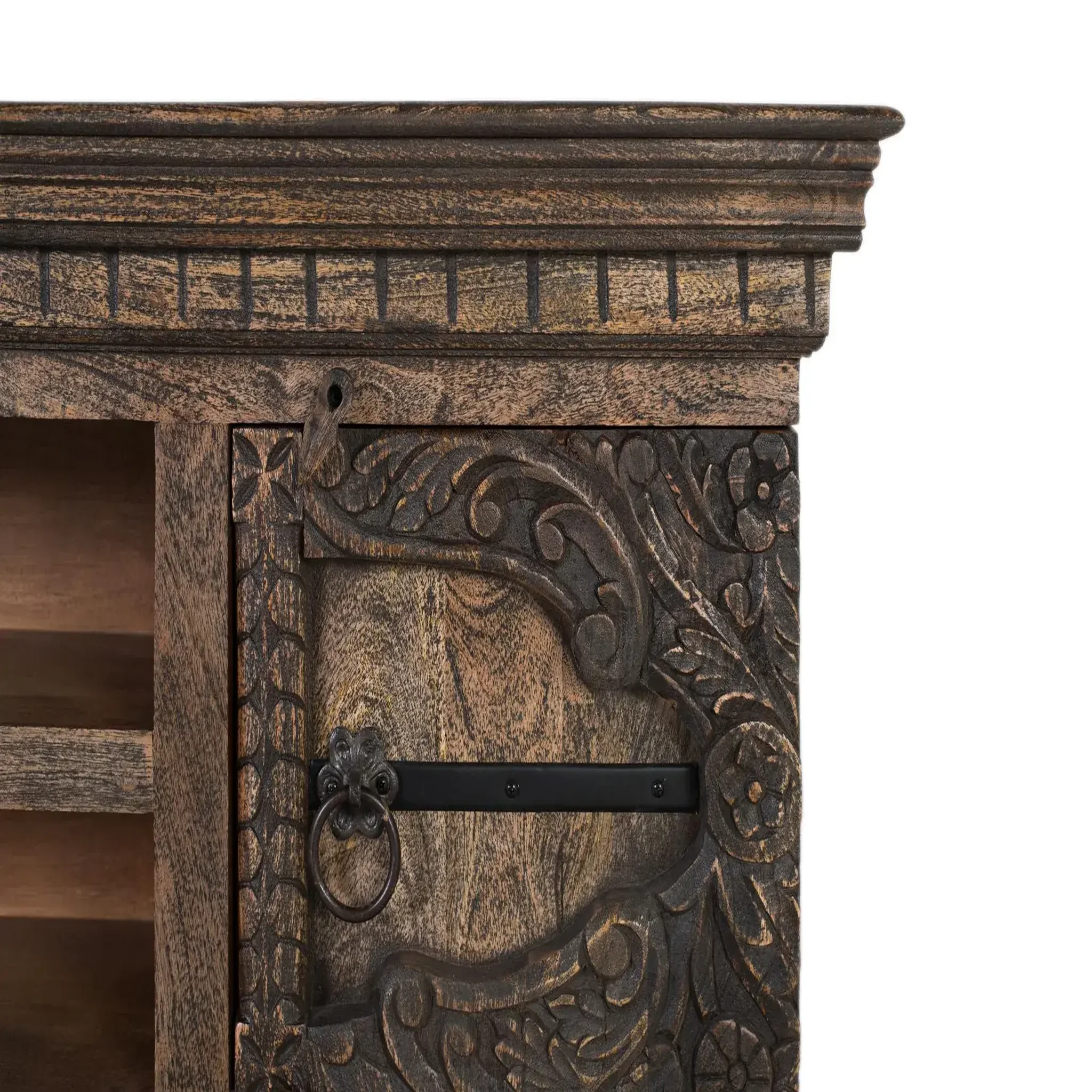 Voir la diapositive 3 : GINER Y COLOMER SL Meuble tv en bois de manguier 150 cm style rustique moderne