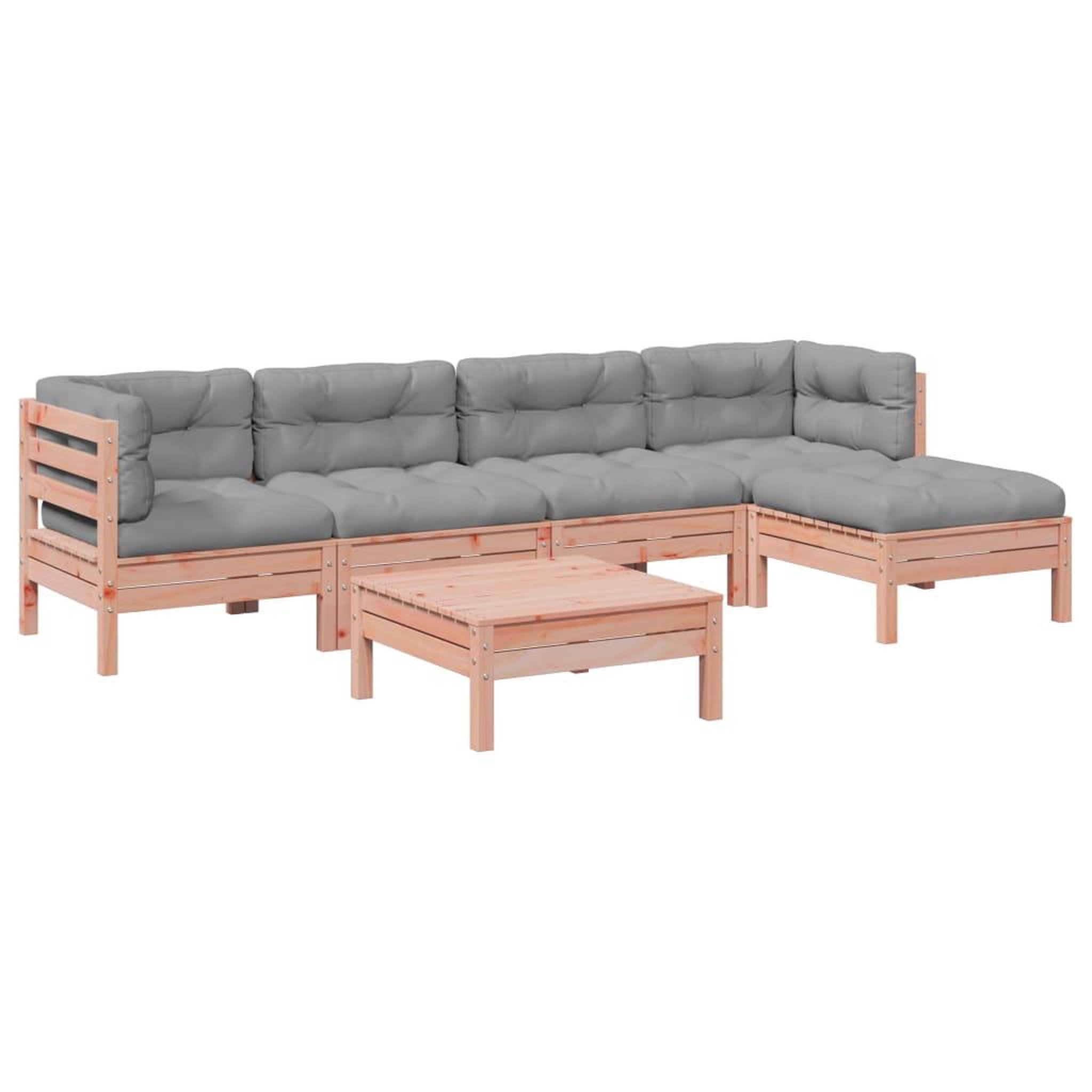 Voir la diapositive 2 : VIDAXL Salon de jardin 6 pcs et coussins bois massif sapin de douglas