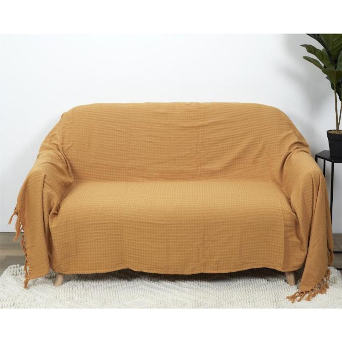 Paris Prix Jeté de Canapé  Gaufré  170x250cm Jaune Ocre