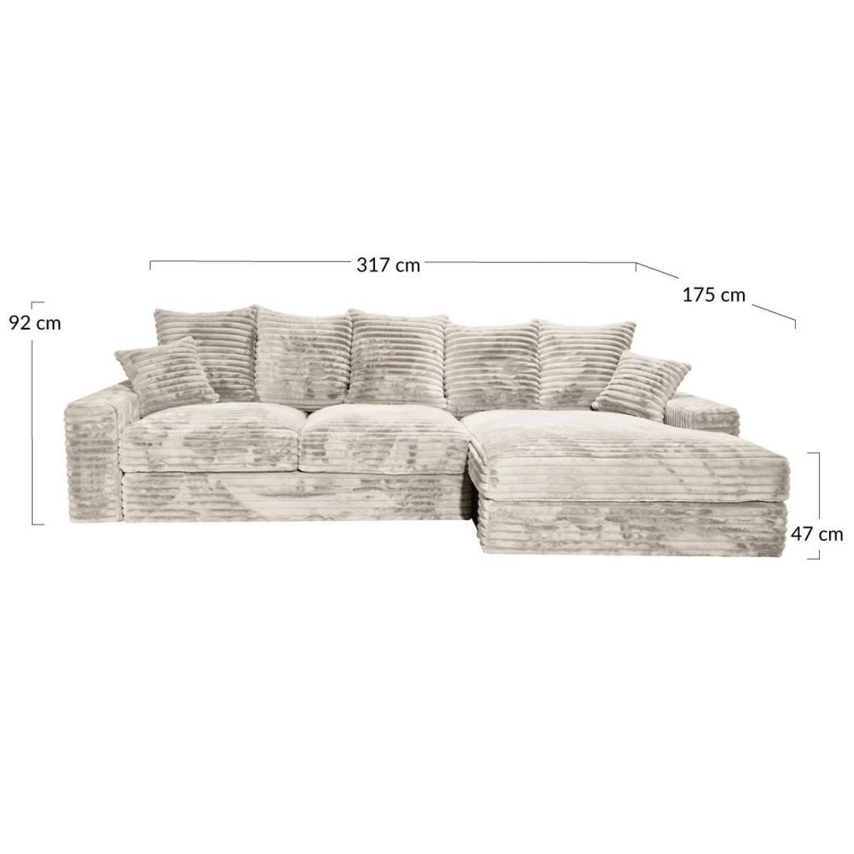 LISA DESIGN Andy - canapé d'angle droit 5 places en fausse fourrure côtelée