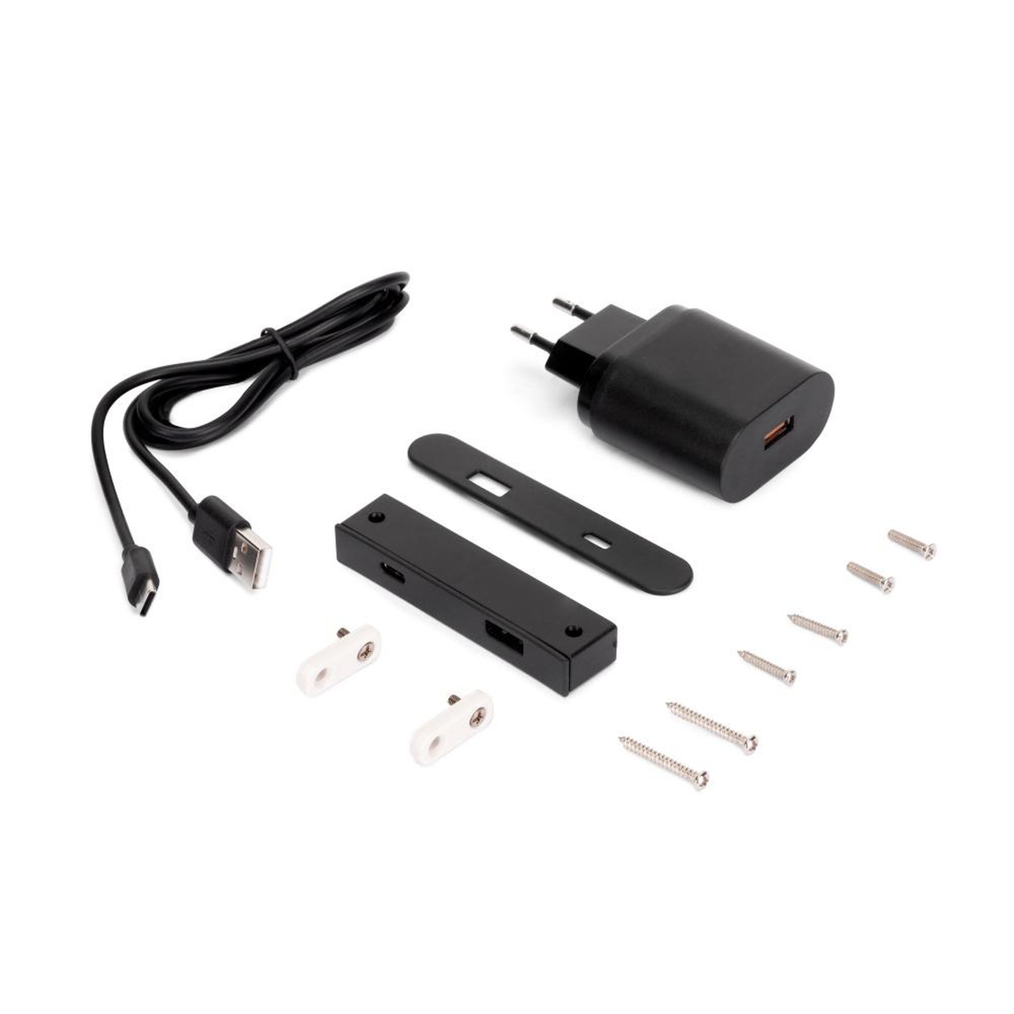 EMUCA SRL Connecteur USB A+C Linky (81x12mm) -  5V DC 2A (10W) -  Plastique noir -  Plastique
