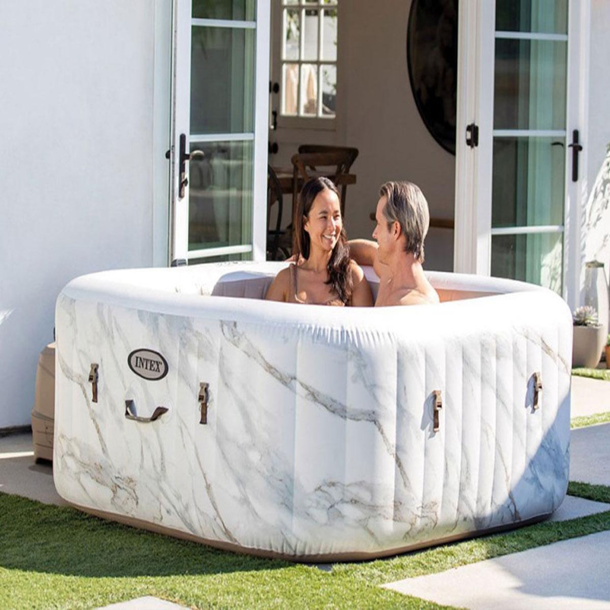 INTEX Spa gonflable PureSpa Calacatta carré Bulles 4 places - Intex