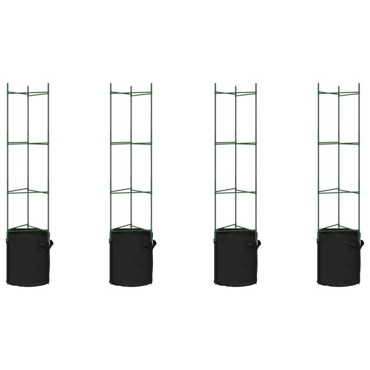 VIDAXL Cages a tomates avec sacs a plantes 4 pcs 154 cm acier et PP