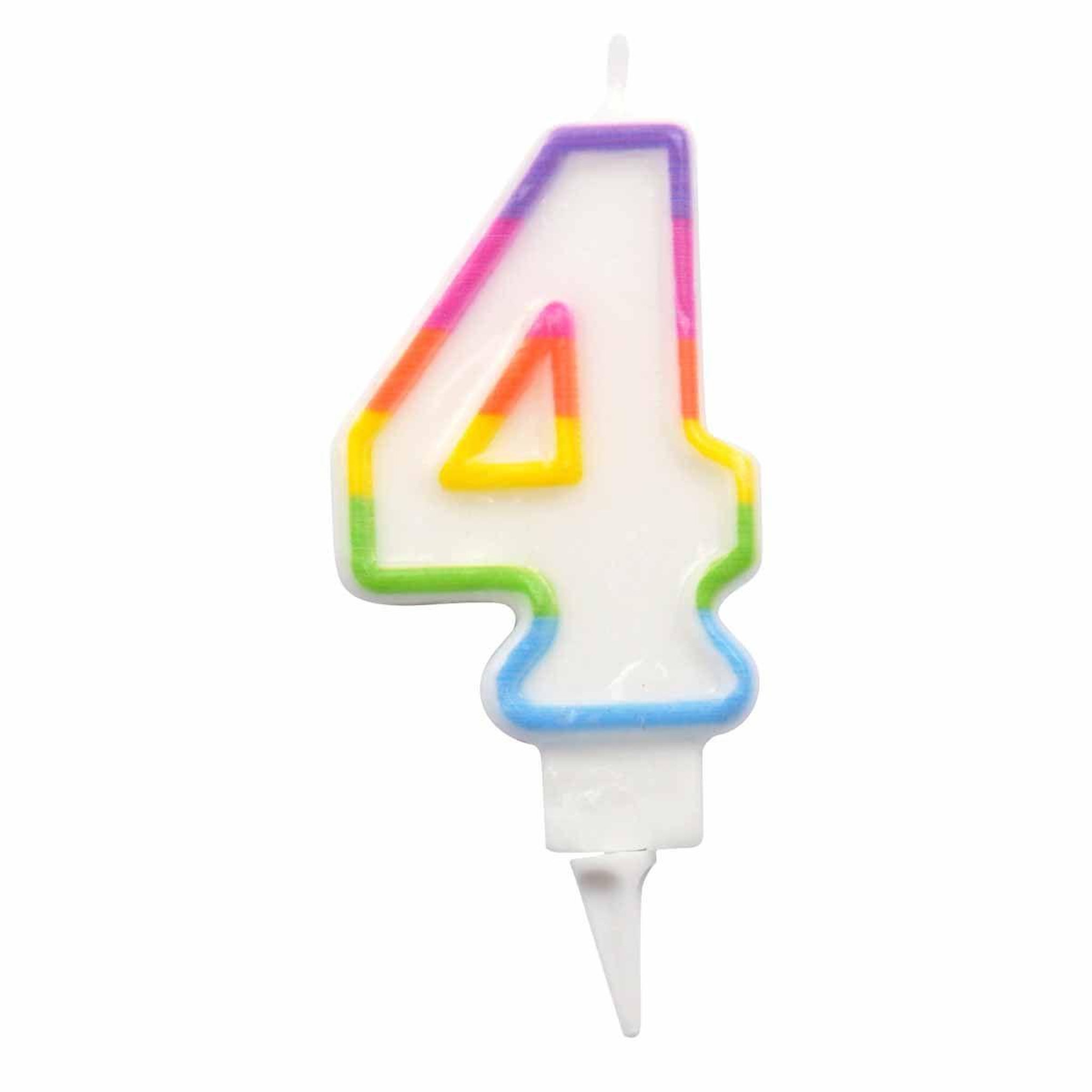 HOMEA Bougie d'Anniversaire  Chiffre 4  7cm Multicolore