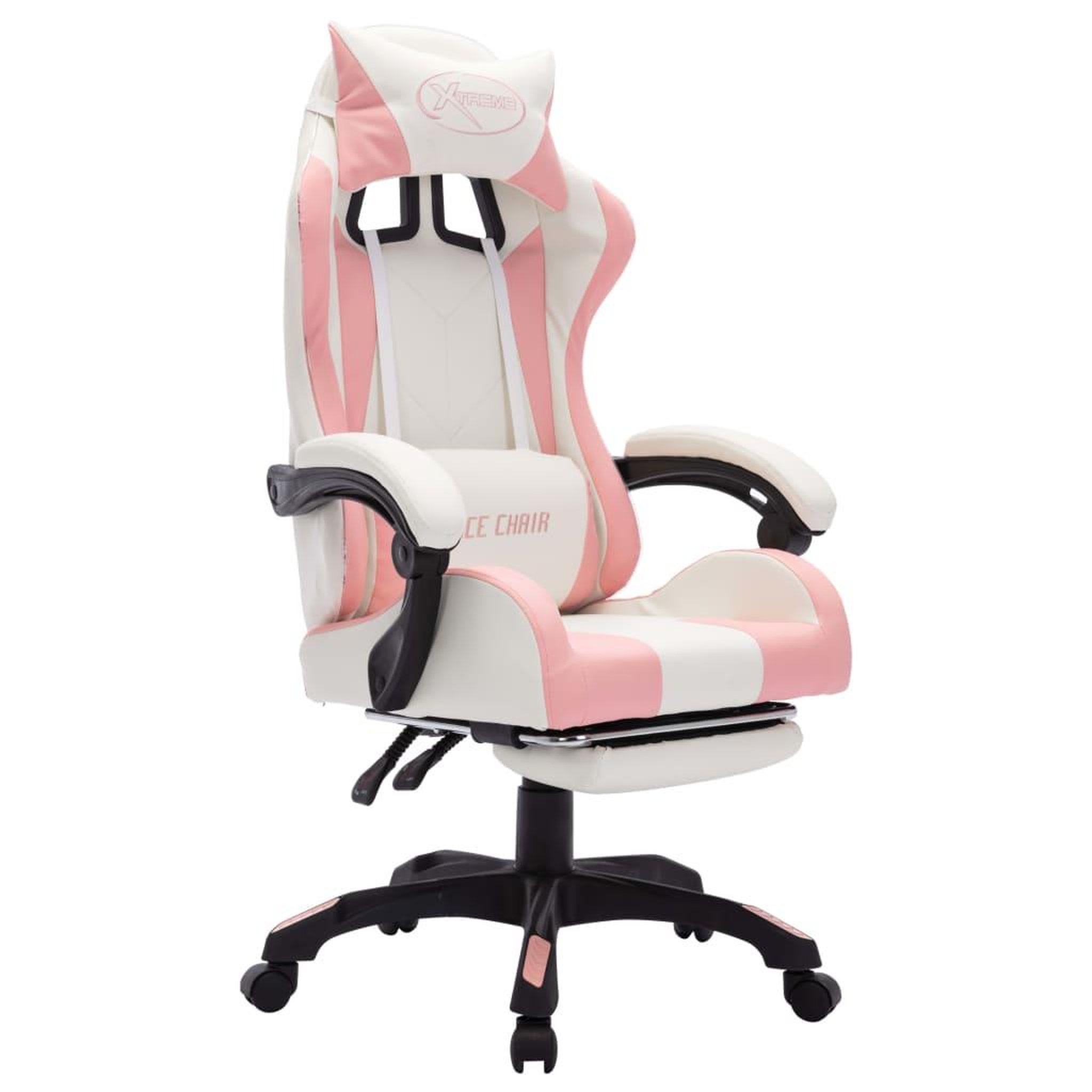 Voir la diapositive 3 : VIDAXL Fauteuil de jeux video avec LED RVB Rose et blanc Similicuir