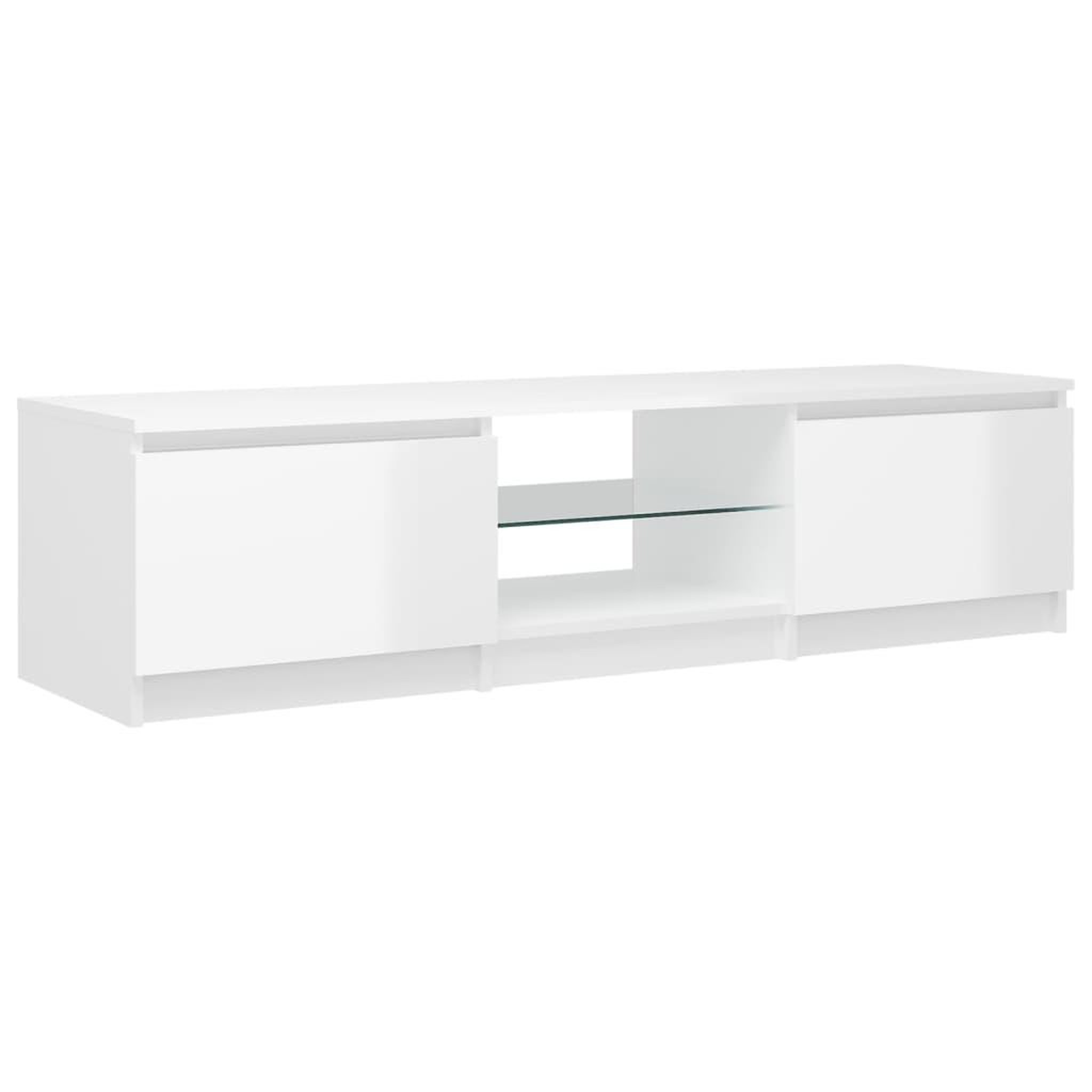 Voir la diapositive 3 : VIDAXL Meuble TV avec lumieres LED blanc brillant 140x40x35,5 cm