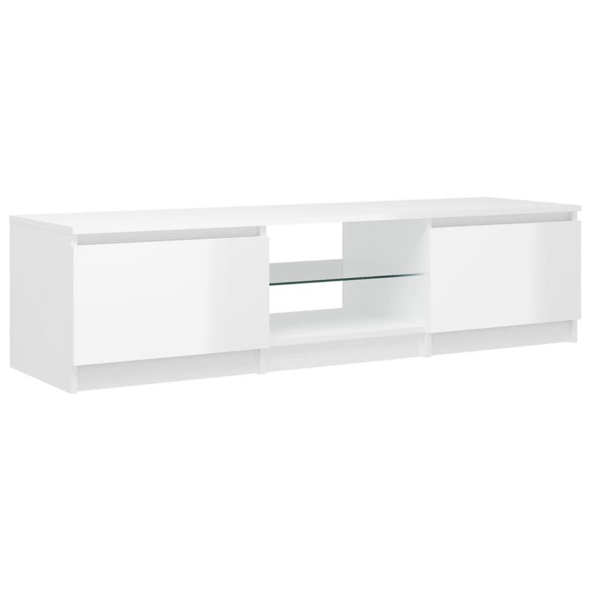 VIDAXL Meuble TV avec lumieres LED blanc brillant 140x40x35,5 cm