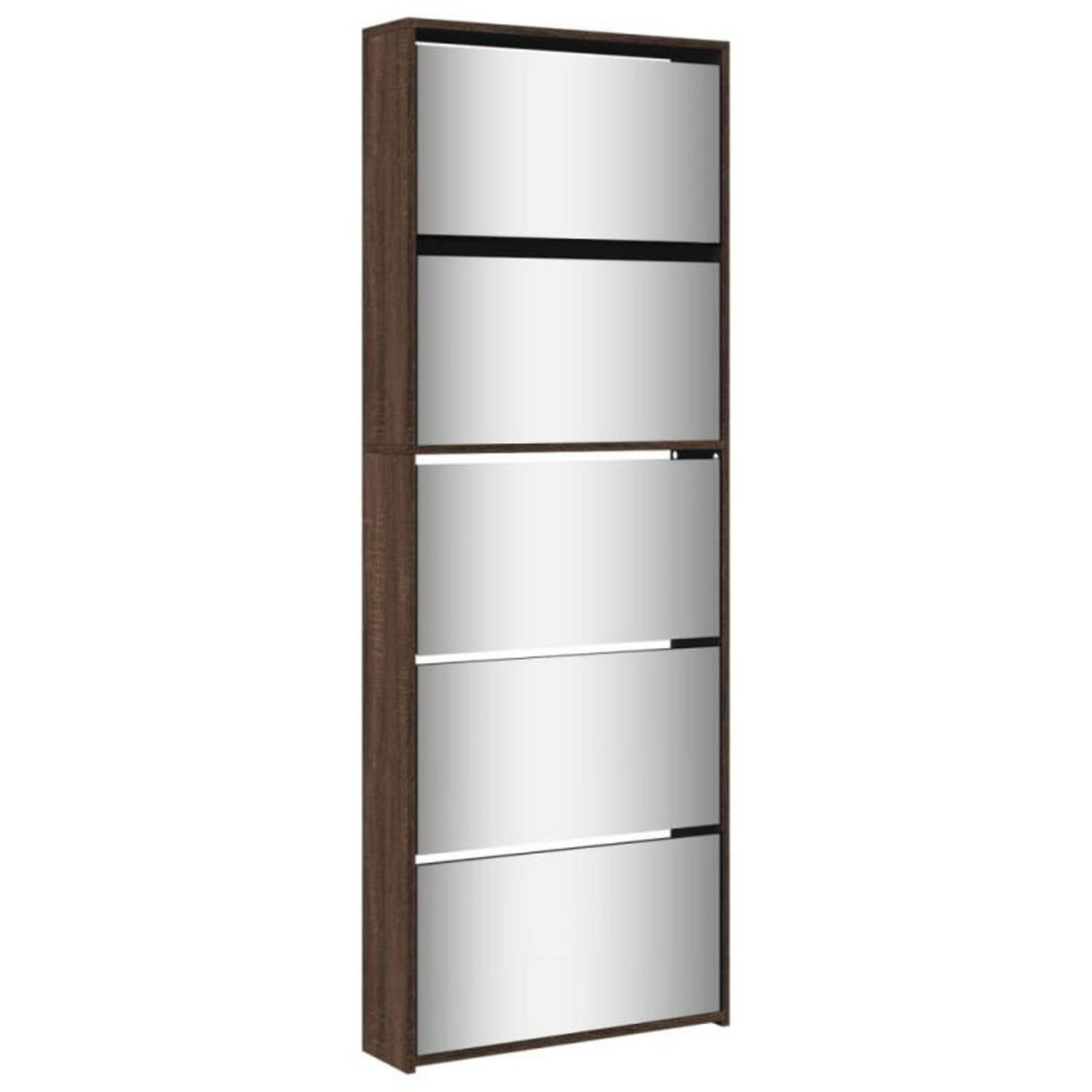 VIDAXL Armoire à chaussures miroir 5niveaux Chêne marron 63x17x169,5cm