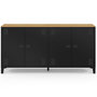 Voir la diapositive 3 : ID MARKET Buffet 160cm ESTER 4 portes en métal noir plateau bois design industriel