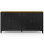 Voir la diapositive 3 : ID MARKET Buffet 160cm ESTER 4 portes en métal noir plateau bois design industriel