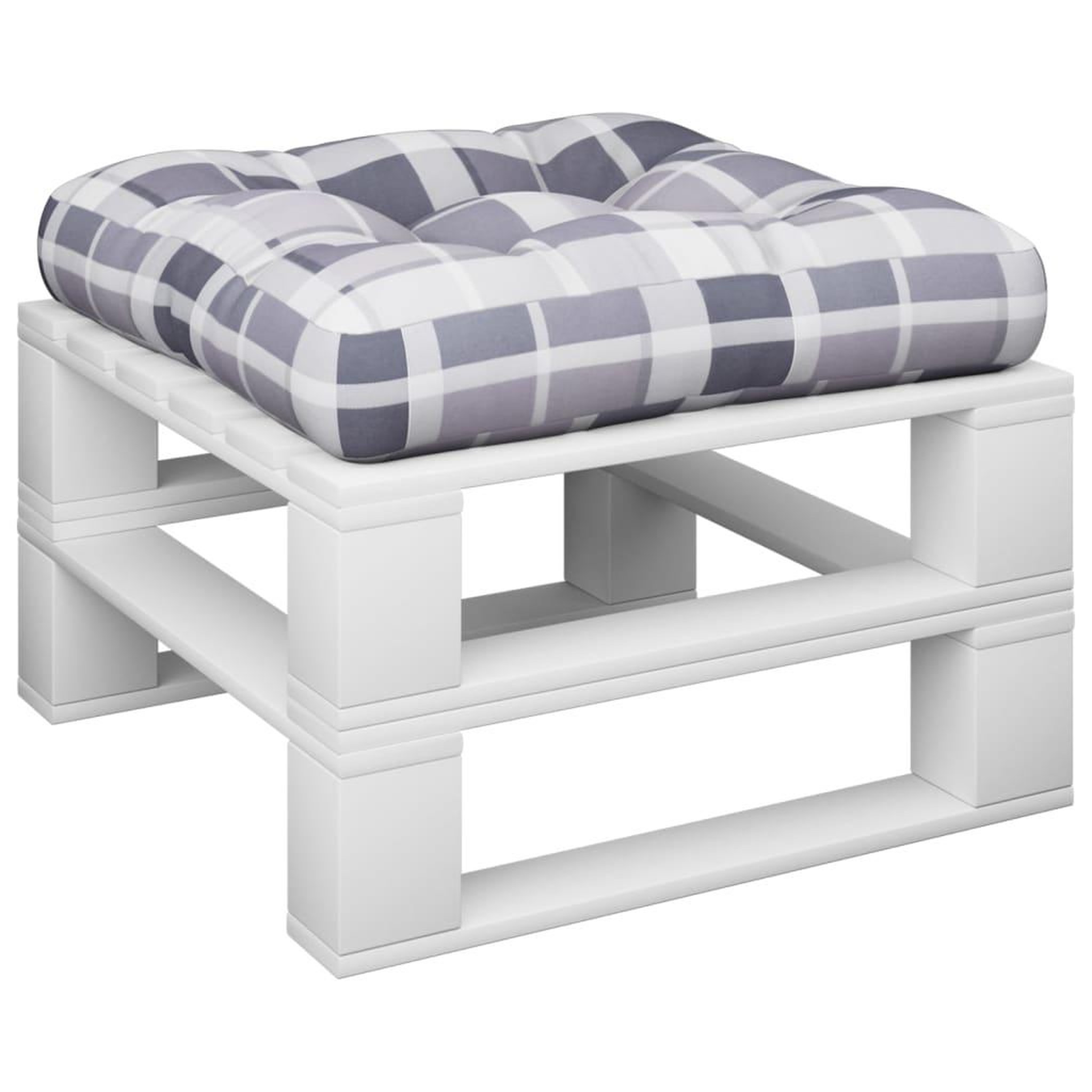 Voir la diapositive 3 : VIDAXL Coussin de palette motif a carreaux gris 60x60x12 cm tissu