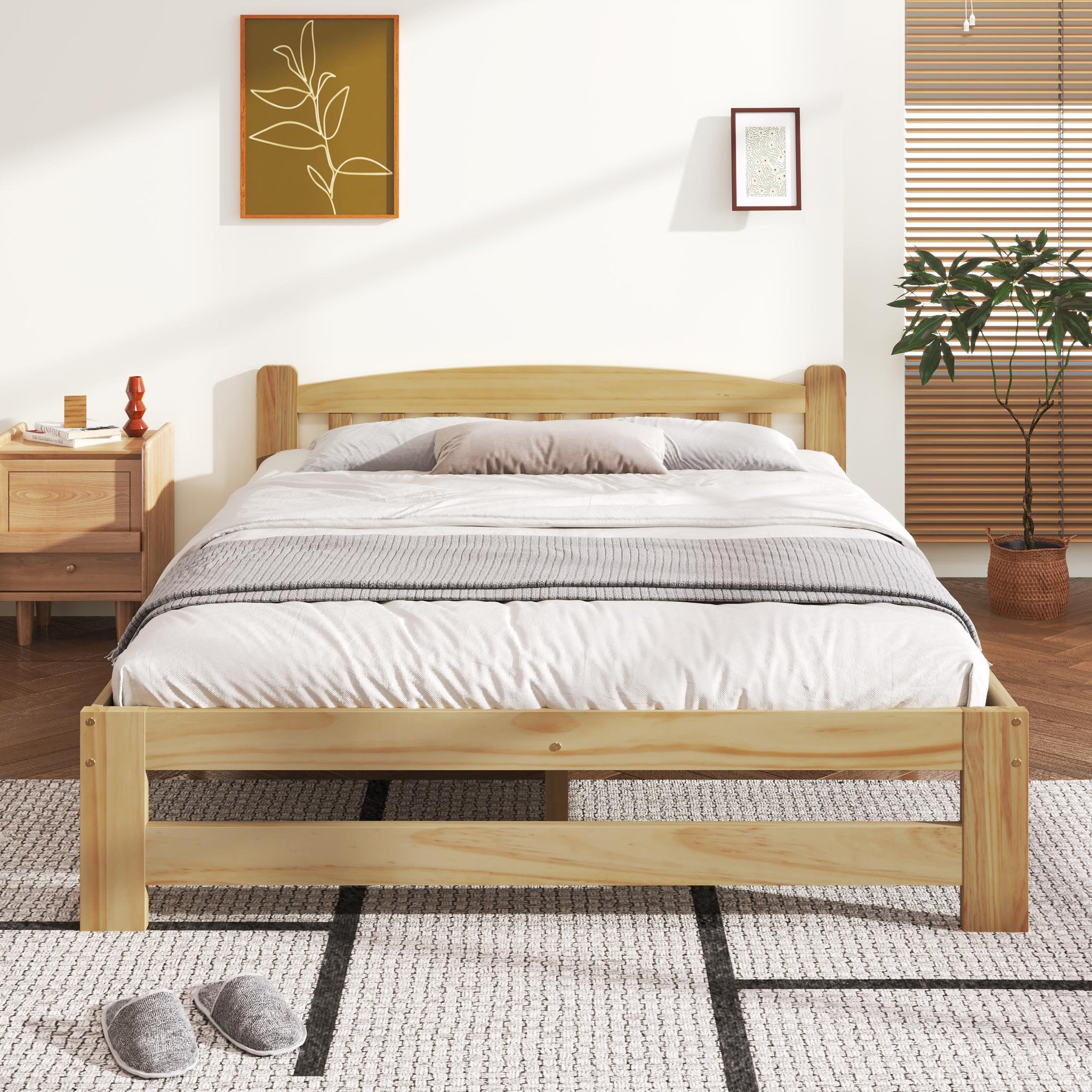 Voir la diapositive 2 : MERAX Lit 2 places 140x200cm bois coloris naturel