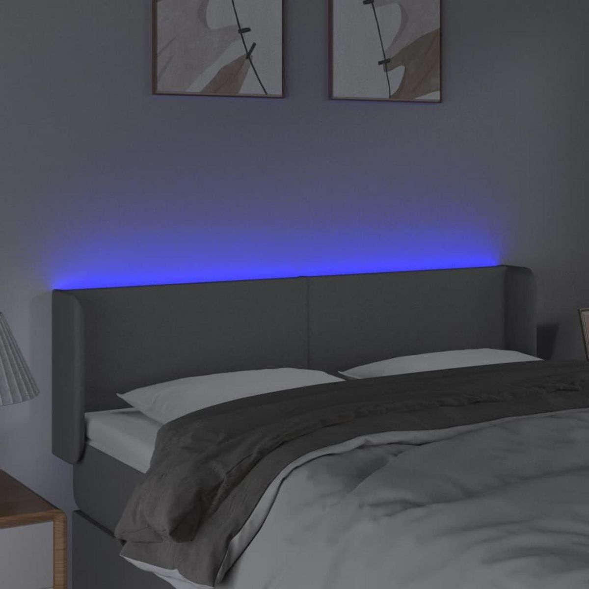 VIDAXL Tete de lit a LED Gris clair 147x16x78/88 cm Tissu
