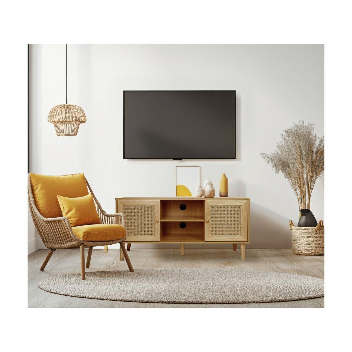 Habitat et Jardin Meuble TV scandinave en cannage  Iguane  - 120 x 30 x 56.5 cm - Marron
