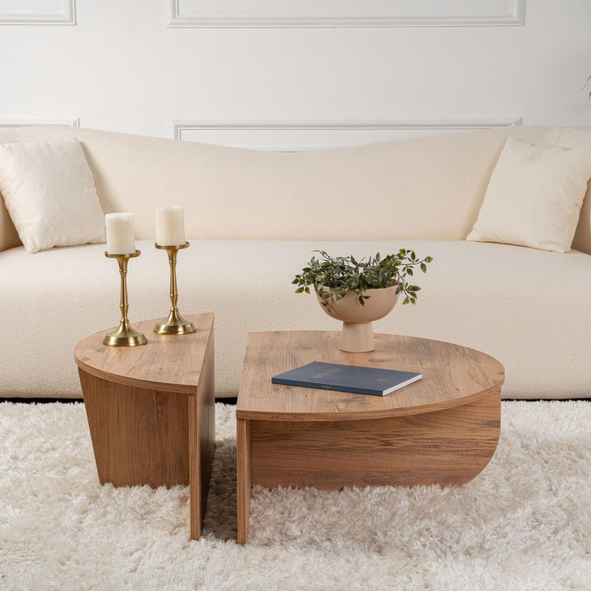 CONCEPT USINE Table basse ronde podium pin atlantique 90cm POUL