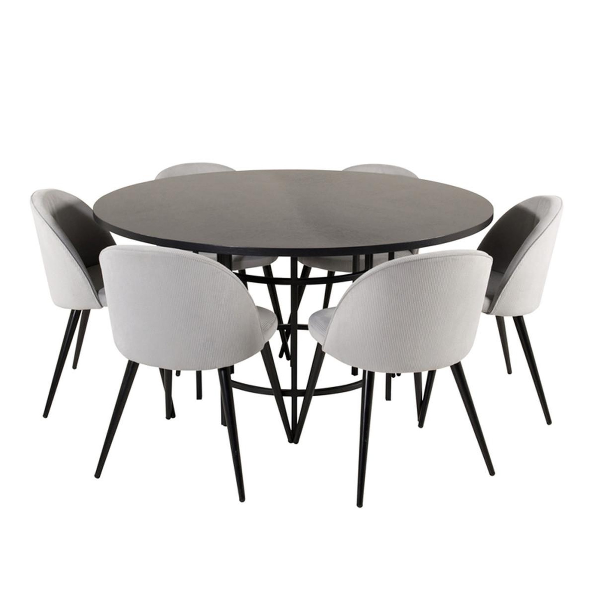 Paris Prix Ensemble table à manger & 6 chaises  copenhagen & velvet  140cm gris & noir