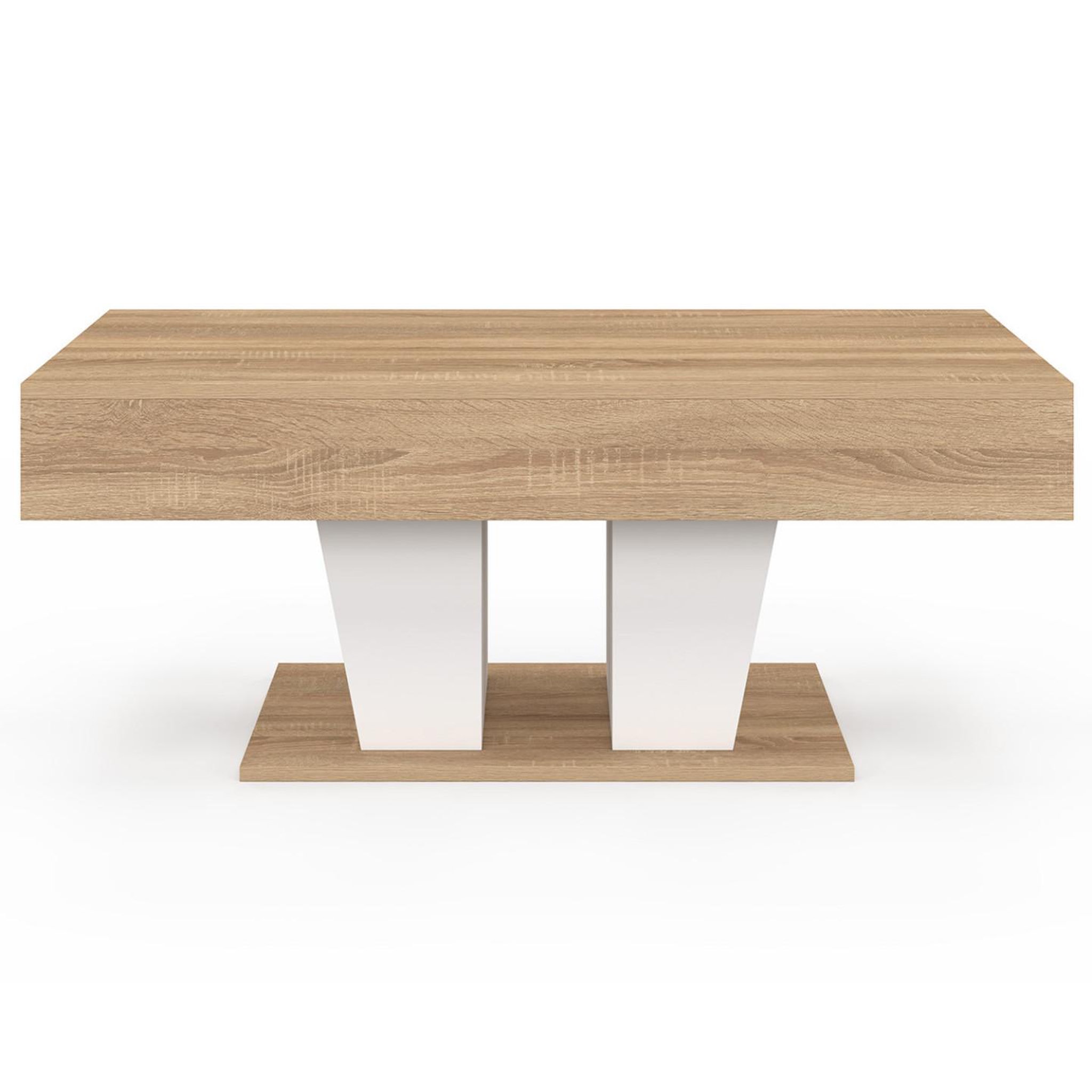 Voir la diapositive 3 : ID MARKET Table basse plateau relevable rectangulaire eliad bois et blanc