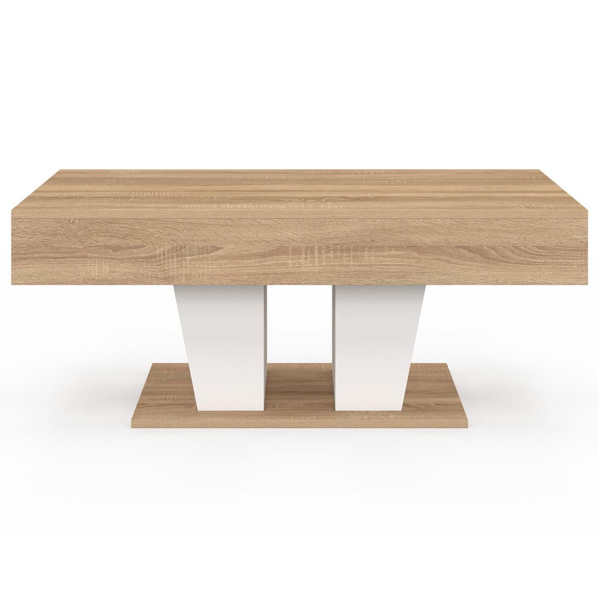 ID MARKET Table basse plateau relevable rectangulaire ELIAD bois et blanc