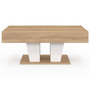 Voir la diapositive 3 : ID MARKET Table basse plateau relevable rectangulaire ELIAD bois et blanc