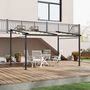 Voir la diapositive 2 : OUTSUNNY Pergola rétractable 3,97L x 2,95l x 2,3H m structure alu. métal époxy polyester beige