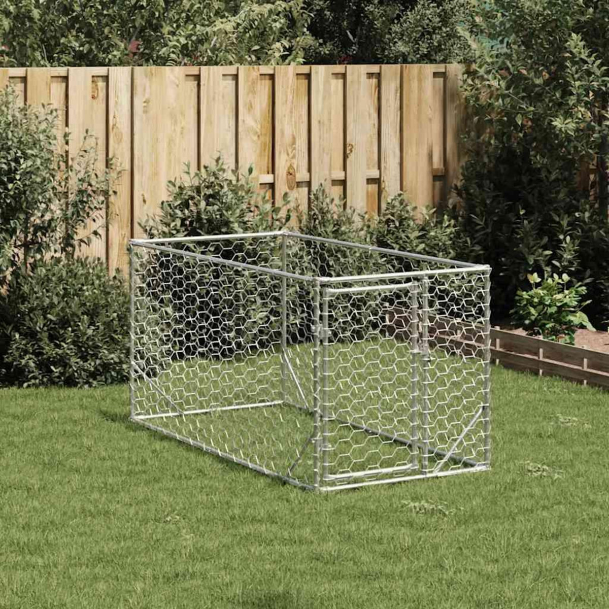 VIDAXL Chenil d'exterieur pour chiens porte 2x1x1 m acier galvanise
