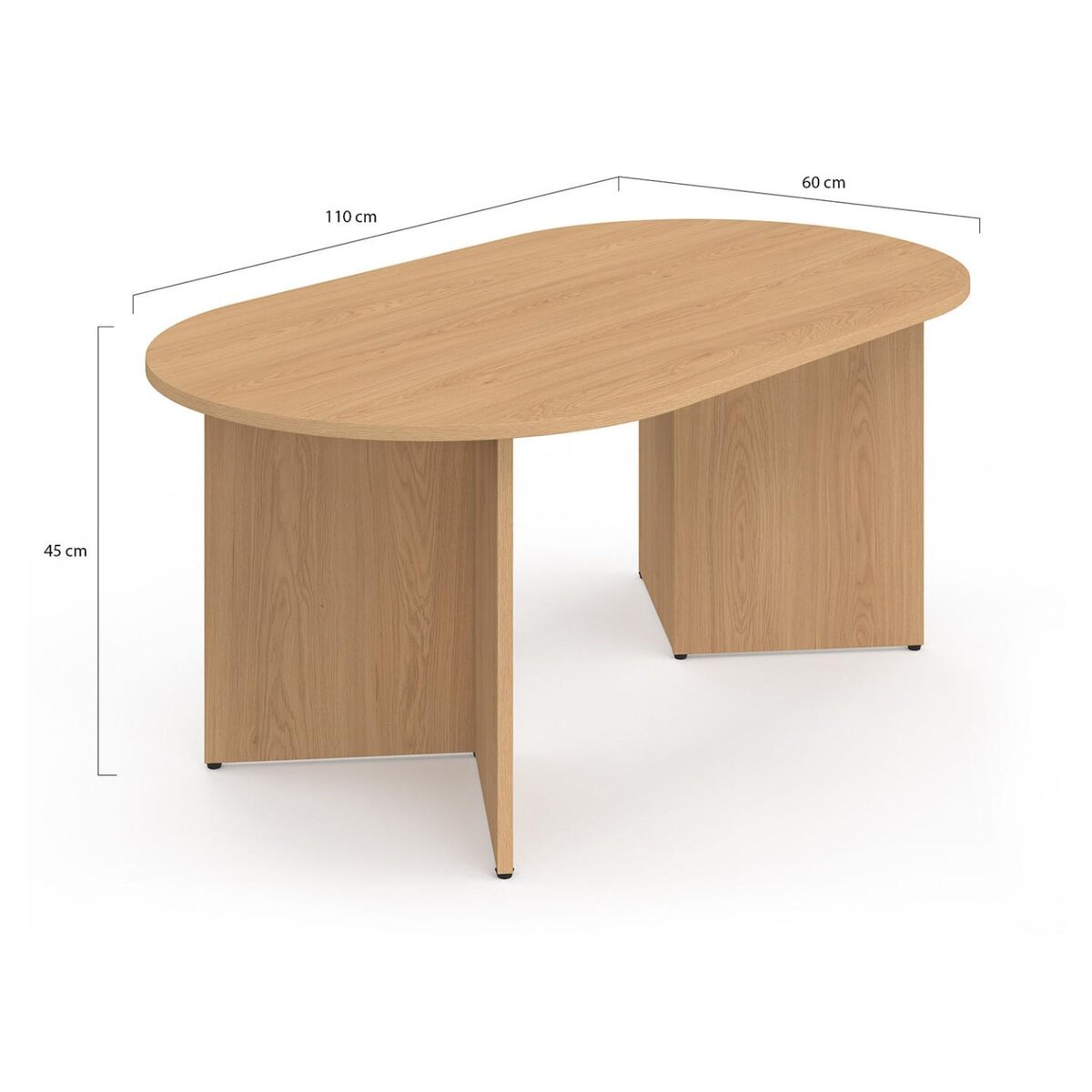ID MARKET Table basse ovale MARTHE 110 cm bois façon hêtre