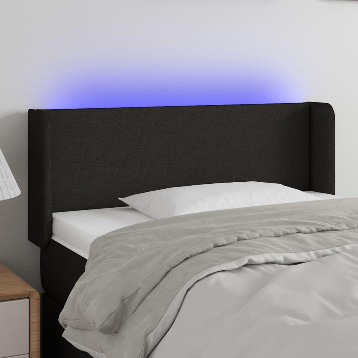 VIDAXL Tete de lit a LED Noir 93x16x78/88 cm Tissu