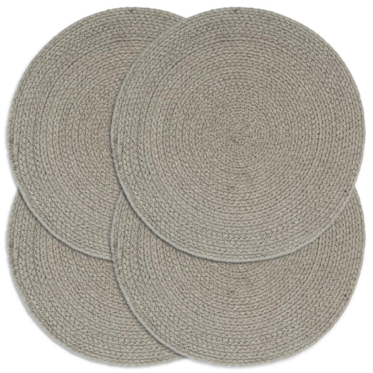 VIDAXL Napperons 4 pcs Gris Plain 38 cm Rond Coton